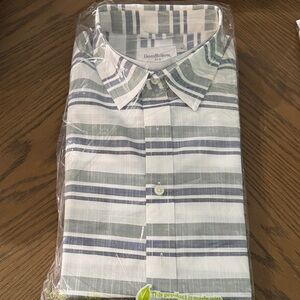 Goodfellow & Co Men's Short Sleeve Striped Button-Up Shirt - White & Green